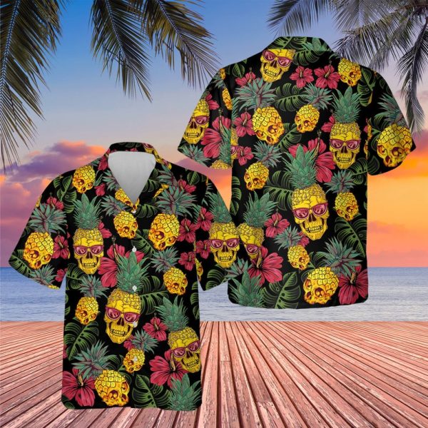 Pineapple Skull Hawaiian Shirt, Summer Shirt For Men and Women Jezsport.com