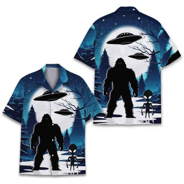 Bigfoot And Alien Hawaiian Shirt, Summer Shirt For Men and Women Jezsport.com