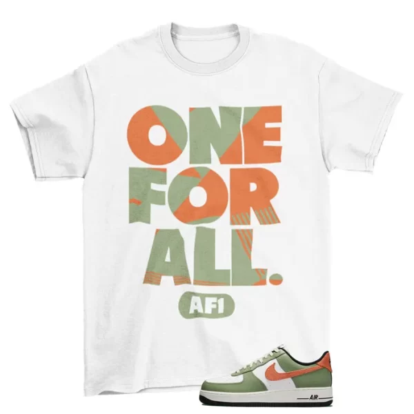 One For All Shirt to Match Air Force 1 Oil Green Saftey Orange FD0758-386 Jezsport.com