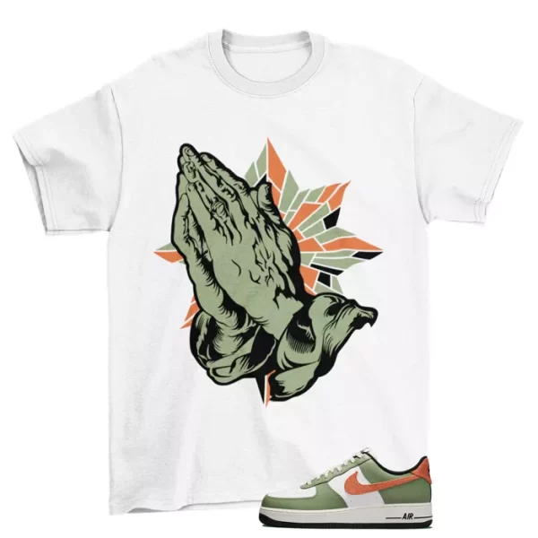 Sneaker Blessed Shirt to Match Air Force 1 Oil Green Saftey Orange FD0758-386 Jezsport.com