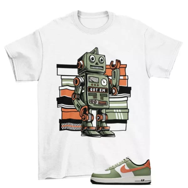 Got Em Bot Shirt to Match Air Force 1 Low Oil Green Saftey Orange FD0758-386 Jezsport.com