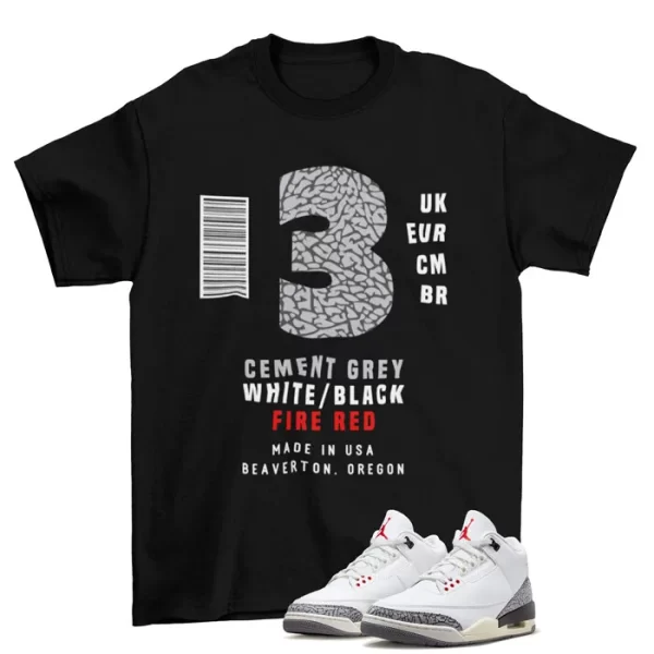 Sneaker Box Logo Shirt Black to Match Jordan 3 Retro White Cement DN3707-100 Jezsport.com