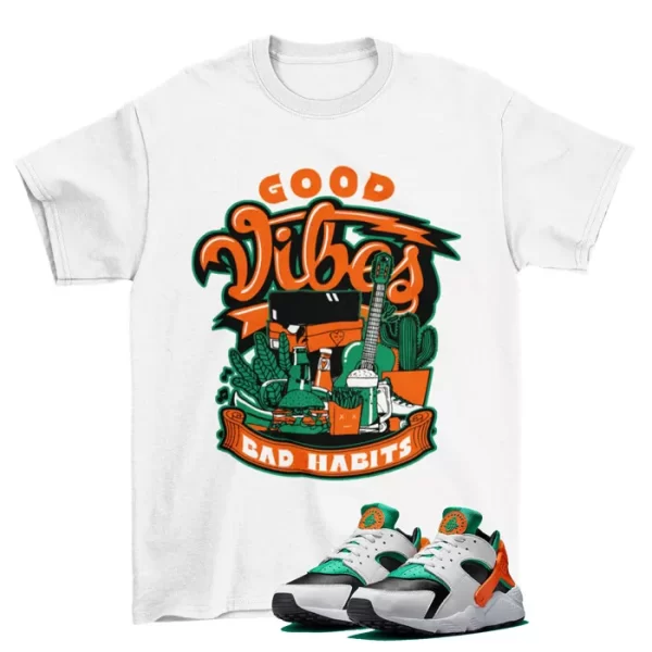 Vibes Sneaker Shirt to Match Huarache Safety Orange Stadium Green DD1068-111 Jezsport.com