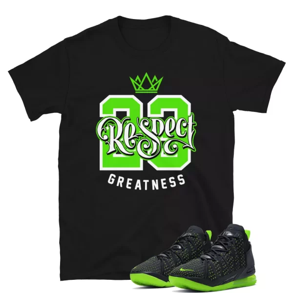 Respect Greatness Sneaker Shirt to Match Lebron 18 Dunkman Jezsport.com