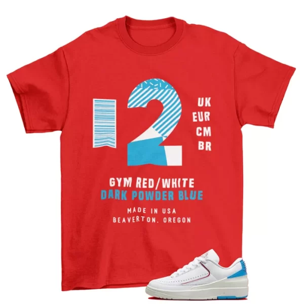 Box Label Shirt to Match Jordan 2 Retro Low Gym Red Powder Blue / DX4401-164 Jezsport.com