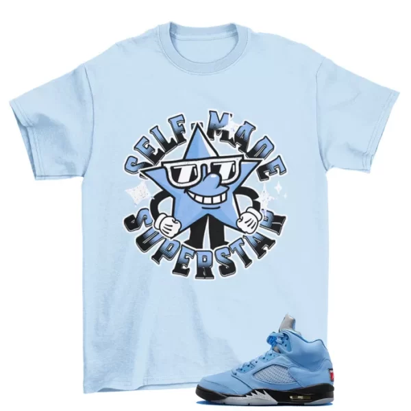 Self Made Shirt Blue to Match Jordan 5 Retro University Blue / DV1310-401 Jezsport.com