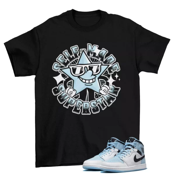 Self Made Shirt Black to Match Jordan 1 Mid SE Ice Blue / DV1308-104 Jezsport.com