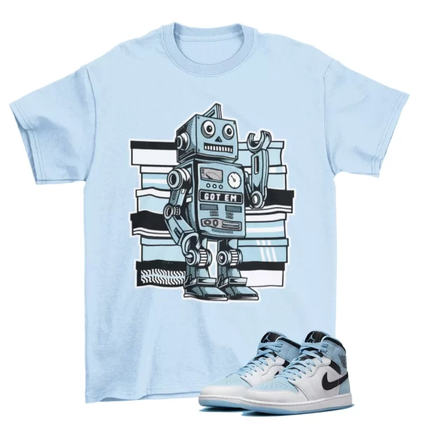 Sneaker Bot Shirt Blue to Match Jordan 1 Mid SE Ice Blue / DV1308-104 Jezsport.com