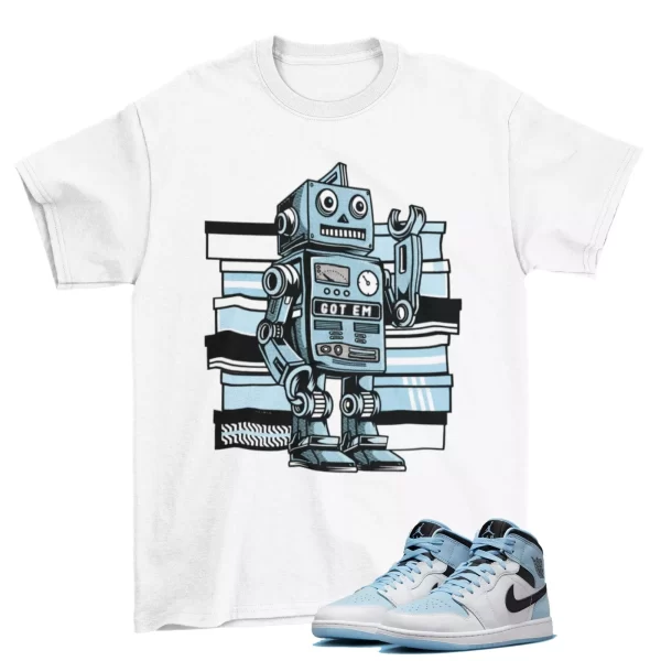 Sneaker Bot Shirt White to Match Jordan 1 Mid SE Ice Blue / DV1308-104 Jezsport.com