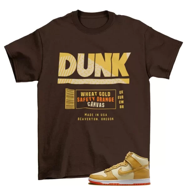 Box Label Shirt to Match Dunk High Wheat Gold Safety Orange DV7215-700 Jezsport.com