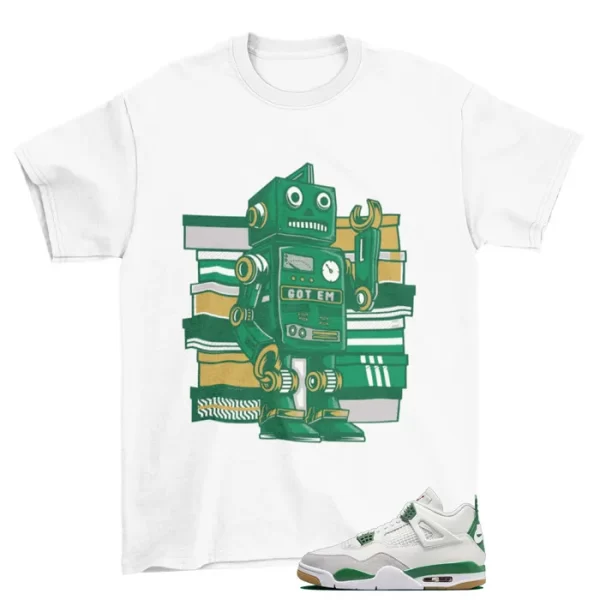 Sneaker Bot Shirt White to Match Jordan 4 Retro SB Pine Green DR5415-103 Jezsport.com