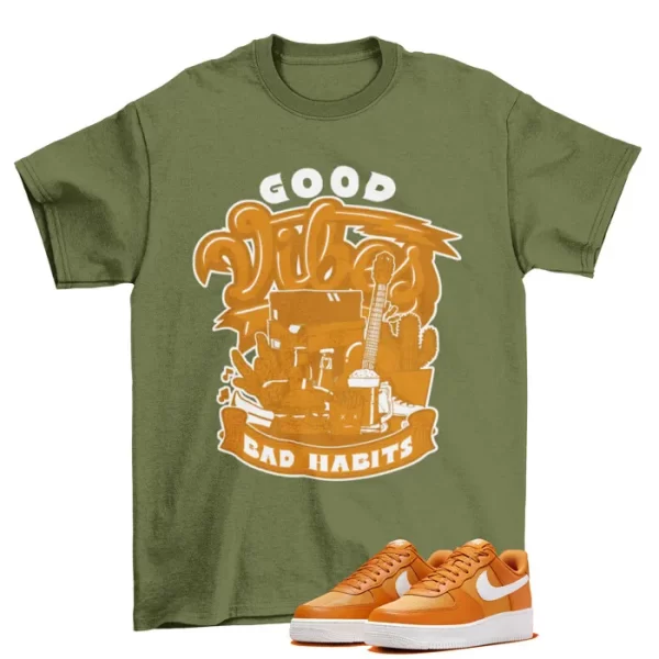 Vibes Shirt Green to Match Air Force 1 Low Nylon Orange Monarch FB2048-800 Jezsport.com