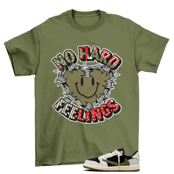 No Hard Feelings Shirt to Match Jordan 1 Retro Low OG SP Travis Scott Olive Jezsport.com