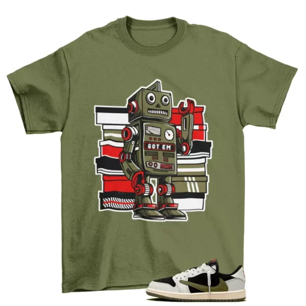 Sneaker Bot Shirt to Match Jordan 1 Retro Low OG SP Travis Scott Olive Jezsport.com