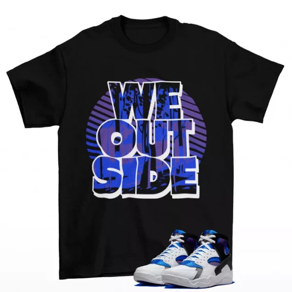 We Outside Shirt Black to Match Air Flight Huarache OG Varsity Purple FD0183-101 Jezsport.com