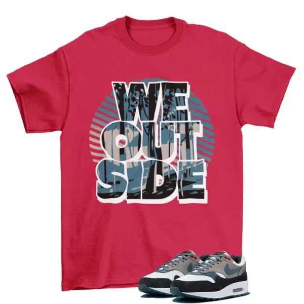 We Outside Shirt Red to Match Air Max 1 PRM Escape Treeline FJ0698-100 Jezsport.com