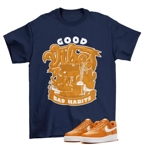 Vibes Shirt Blue to Match Air Force 1 Low Nylon Orange Monarch FB2048-800 Jezsport.com