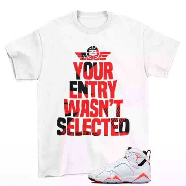 Sneaker Raffle Shirt to Match Jordan 7 Retro White Infrared CU9307-160 Jezsport.com