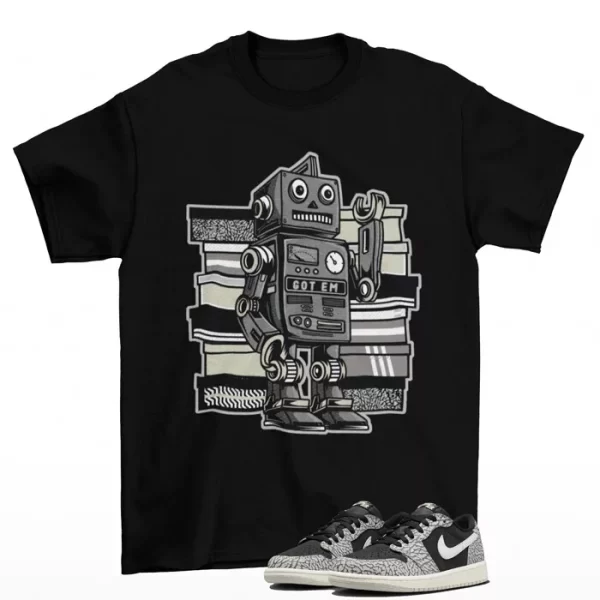 Sneaker Bot Shirt Black to Match Jordan 1 Low Black Cement CZ0790-001 Jezsport.com