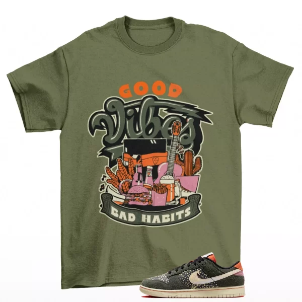 Vibes Dunk Shirt Green to Match Dunk Low Fishing Rainbow Trout FN7523-300 Jezsport.com