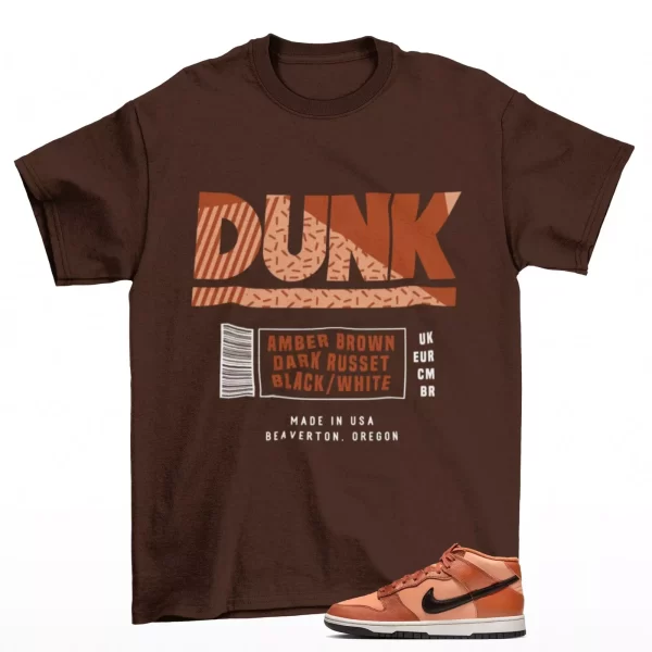 Box Label Shirt Brown to Match Dunk Mid Amber Brown DZ2533-200 Jezsport.com