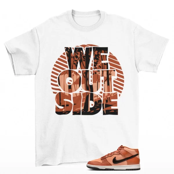 We Outside Shirt White to Match Dunk Mid Amber Brown DZ2533-200 Jezsport.com