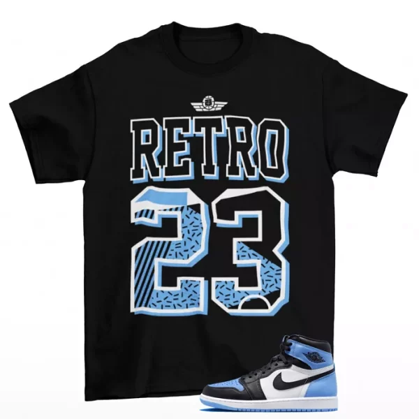 Retro 23 Shirt Black to Match Jordan 1 Retro High OG UNC Toe DZ5485-400 Jezsport.com