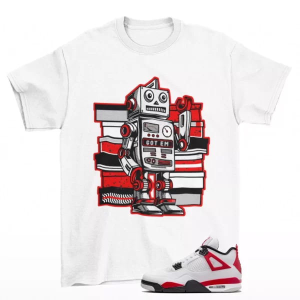 Sneaker Bot Red Cement Shirt White to Match Jordan 4 Retro Red Cement DH6927-161 Jezsport.com