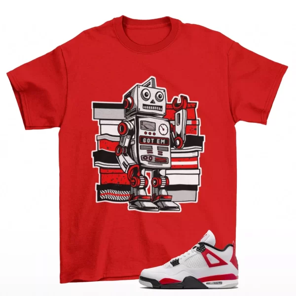 Sneaker Bot Red Cement Shirt Red to Match Jordan 4 Retro Red Cement DH6927-161 Jezsport.com