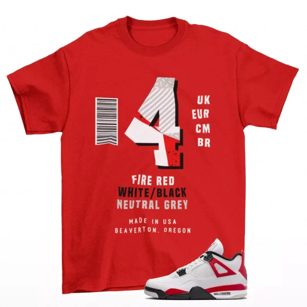 Box Label Red Cement Shirt Red to Match Jordan 4 Retro Red Cement DH6927-161 Jezsport.com