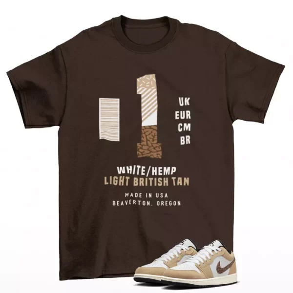 Box Label Shirt Brown to Match Jordan 1 Low SE Brown Elephant DZ4130-201 Jezsport.com