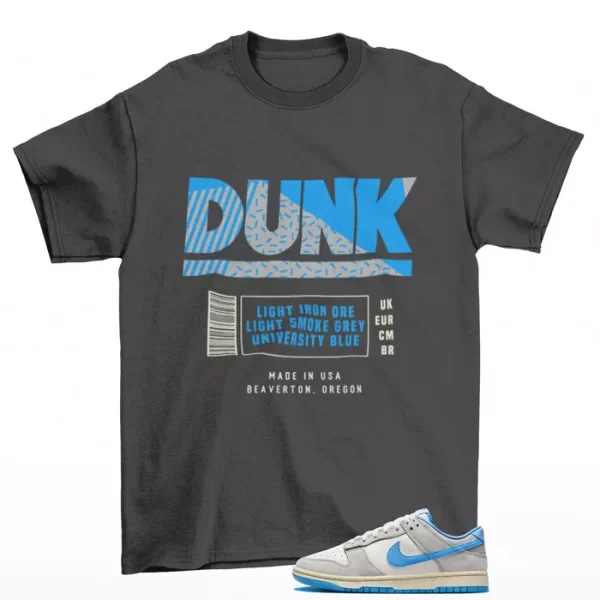 Box Label Shirt Grey to Match Dunk Low Athletic Dept University Blue FN7488-133 Jezsport.com