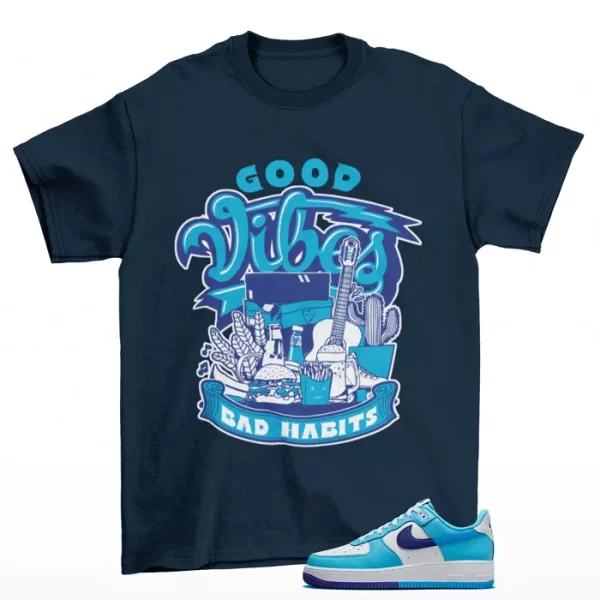 Vibes Shirt Blue to Match Air Force 1 Low Split Light Photo Blue DZ2522-100 Jezsport.com