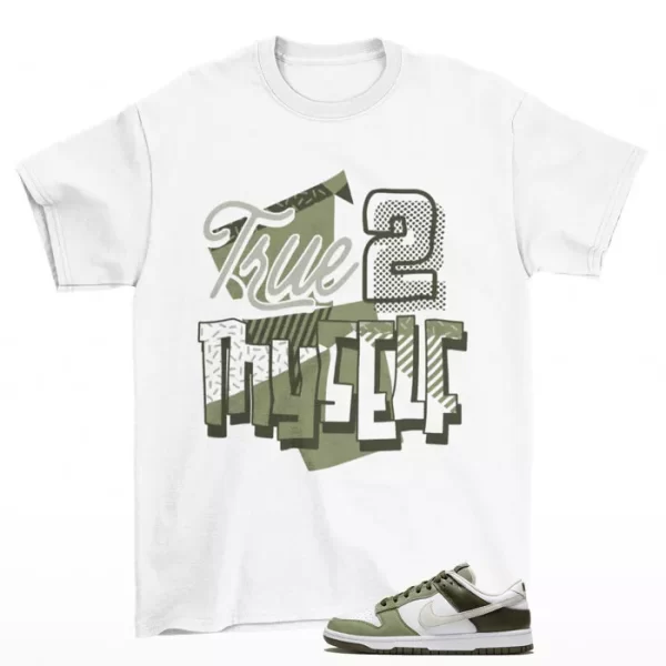 Stay True Shirt White to Match Dunk Low Oil Green Cargo Khaki FN6882-100 Jezsport.com