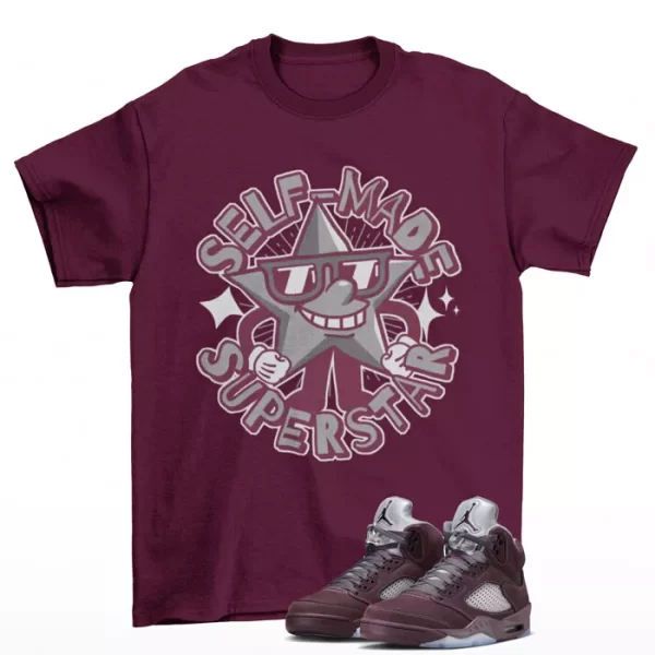 Superstar Burgundy Shirt to Match Jordan 5 Retro Burgundy DZ4131-600 Jezsport.com