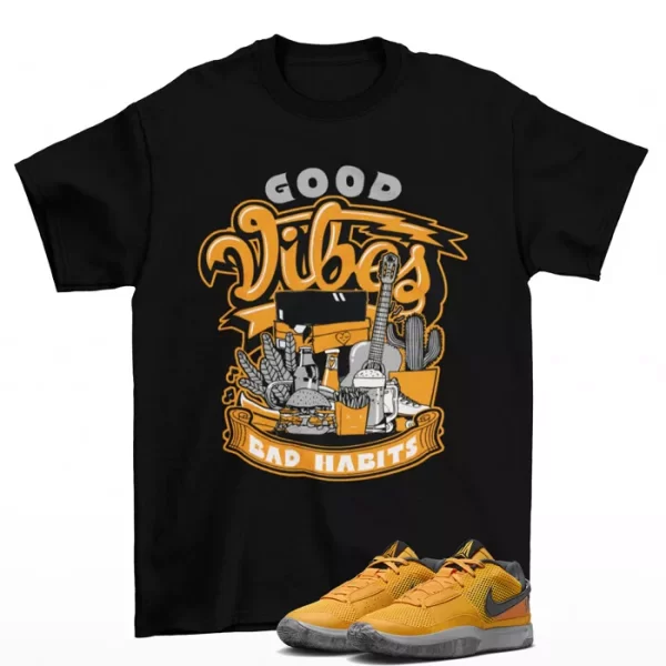 Vibes Shirt Black to Match Ja 1 Wet Cement Laser Orange FV1281-800 Jezsport.com