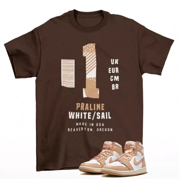 Box Label Praline Shirt Brown to Match Jordan 1 Retro High OG Praline FN6622-201 Jezsport.com