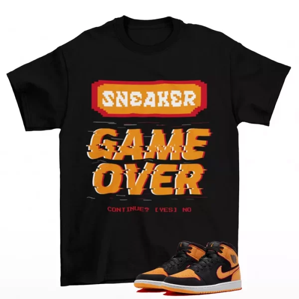 Game Over Shirt to Match Jordan 1 Mid Vivid Orange Fat Tounge FJ4923-008, FJ4924-008 Jezsport.com