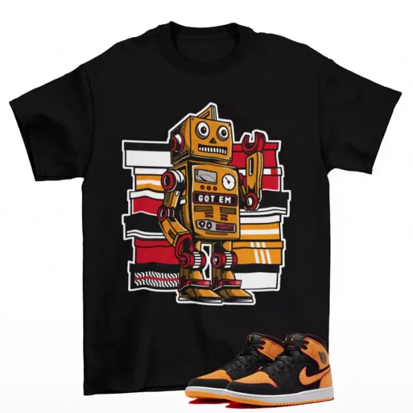 Sneaker Bot Shirt to Match Jordan 1 Mid Vivid Orange Fat Tounge FJ4923-008 Jezsport.com