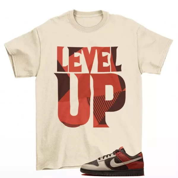 Level Up Shirt Tan to Match Dunk Low Red Panda FV0395-200 Jezsport.com