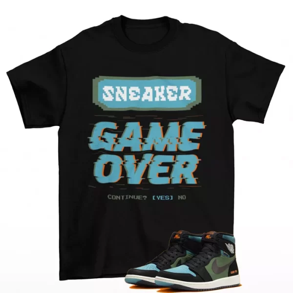 Game Over Shirt to Match Jordan 1 Element High OG Black Olive DB2889-003 Jezsport.com