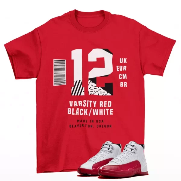 Box Label Cherry Shirt Red to Match Jordan 12 Retro Cherry CT8013-116 Jezsport.com