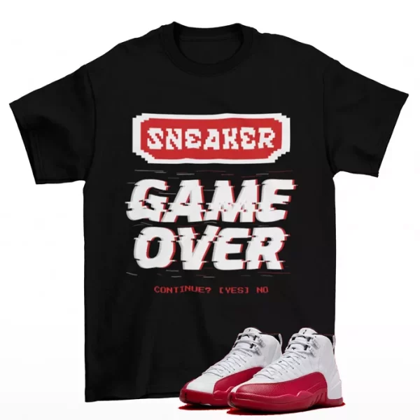 Game Over Cherry Shirt Black to Match Jordan 12 Retro Cherry CT8013-116 Jezsport.com