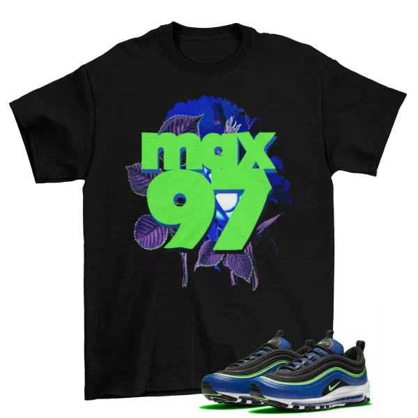 Max 97 Floral Shirt to Match Air Max 97 Blue Neon Hyper Blue Green Strike Jezsport.com