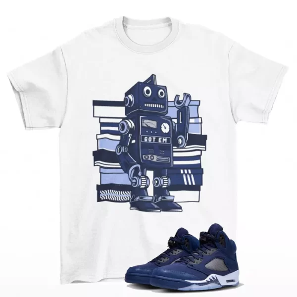 Sneaker Bot Shirt White to Match Jordan 5 Midnight Navy FD6812-400 Jezsport.com