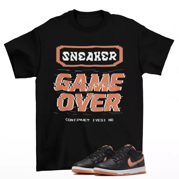 Game Over Shirt to Match Dunk Low Black Amber Brown DV0831-004 Jezsport.com