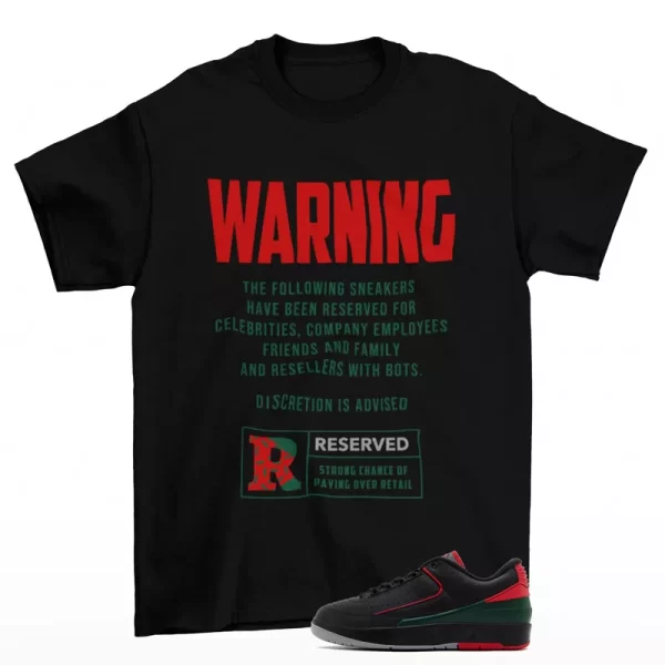 Reserved Shirt Black to Match Jordan 2 Retro Low Christmas DV9956-006 Jezsport.com