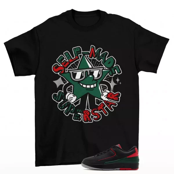 Superstar Shirt Black to Match Jordan 2 Retro Low Christmas DV9956-006 Jezsport.com