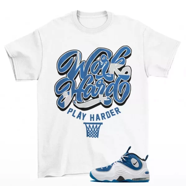 Play Harder Penny Shirt White to Match Air Penny 2 Atlantic Blue FN4438-400 Jezsport.com