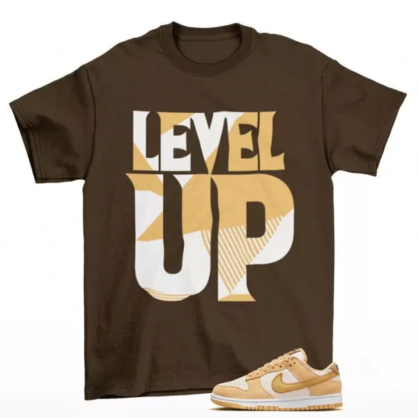 Level Up Shirt Brown to Match Dunk Low Celestial Gold Suede DV7411-200 Jezsport.com